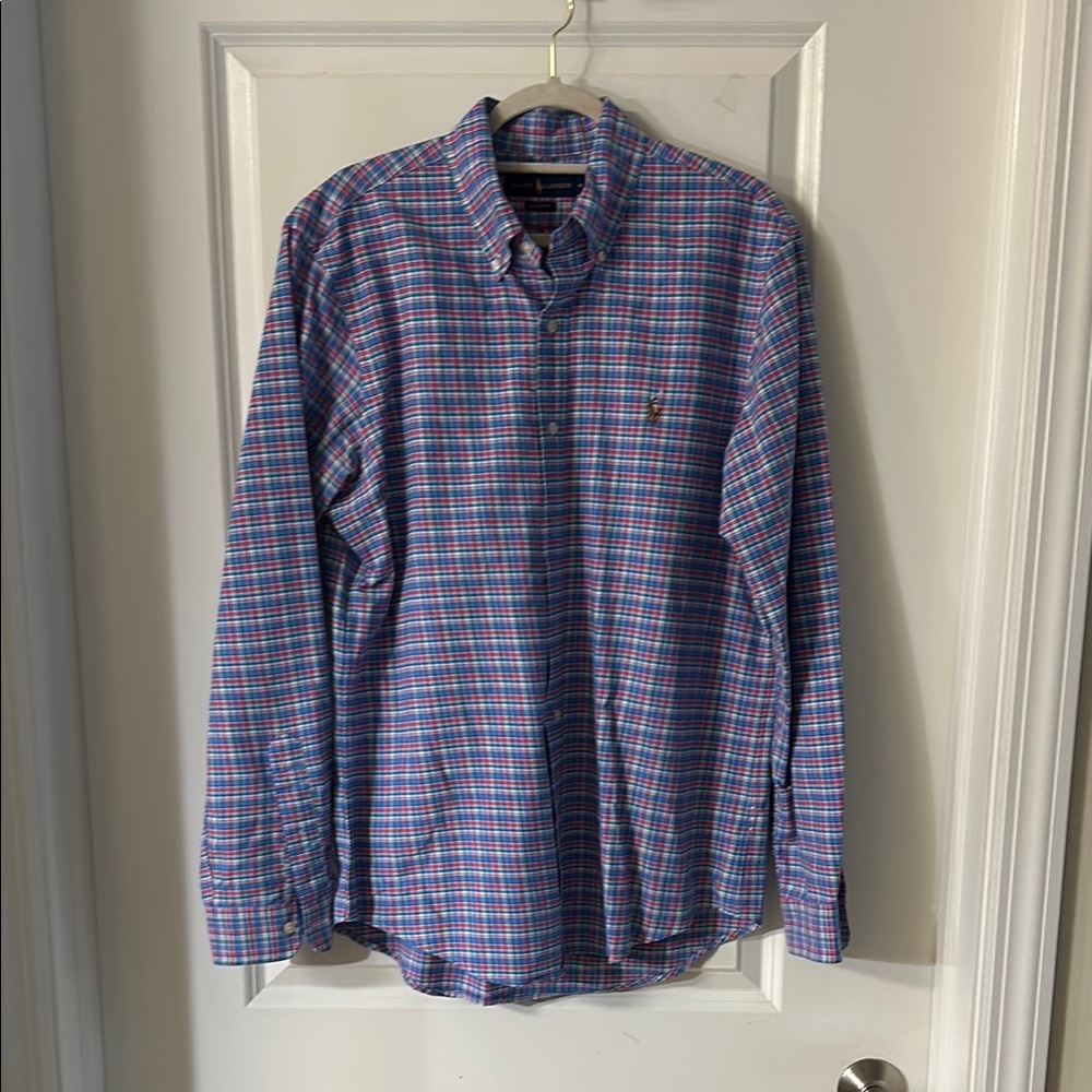 Ralph Lauren Blue and Pink Plaid Button Down Shirt